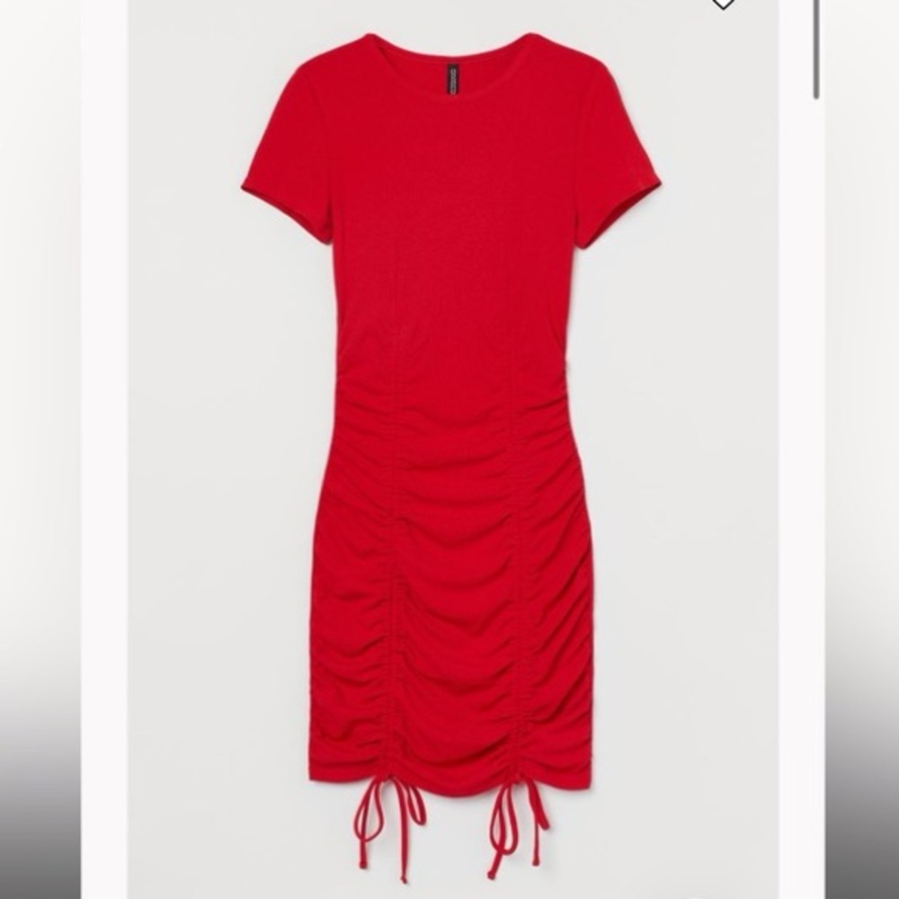 H&M Divided Red Drawstring Dress - LG